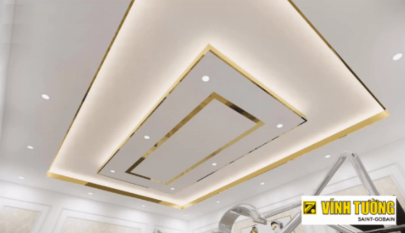 Mẫu trần thạch cao giật cấp ấn tượng cho phòng khách gia đình